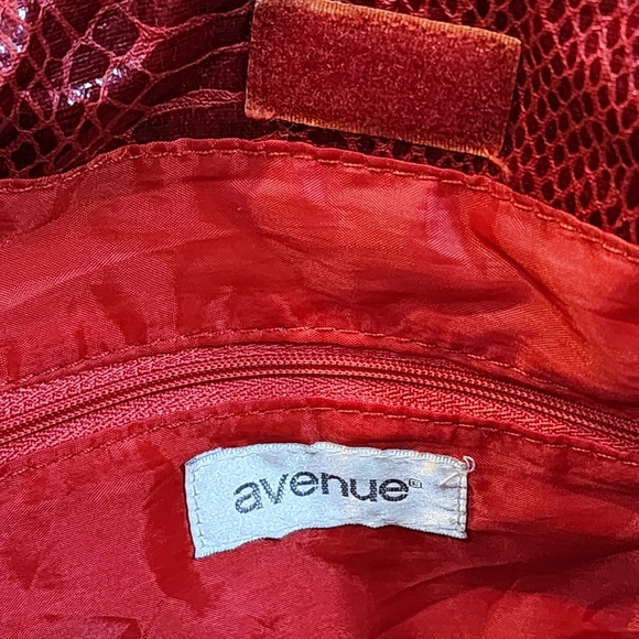 Avenue Burgundy Faux Snakeskin Tote Bag - Picture 6 of 10